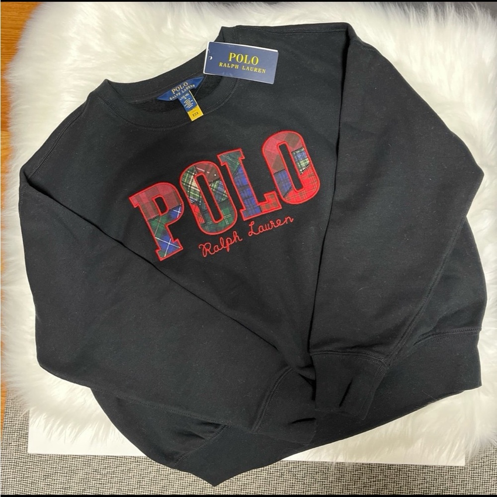 Ralph Lauren Black Crewneck Sweater with Red Logo